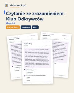 Czytanie ze zrozumieniem kl. 4–5: Klub Odkrywców, 6 tekstów PDF — okładka