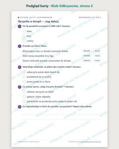 Czytanie ze zrozumieniem kl. 4–5: Klub Odkrywców, 6 tekstów PDF — podgląd karty, strona 2