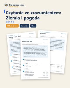 Czytanie ze zrozumieniem kl. 4–5: Ziemia i pogoda, 6 tekstów PDF — okładka