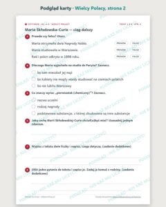 Czytanie ze zrozumieniem kl. 4–5: Wielcy Polacy, 6 tekstów PDF — podgląd karty, strona 2