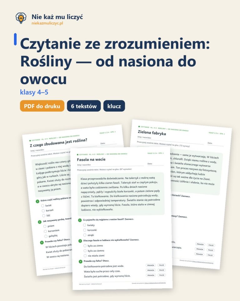 Czytanie ze zrozumieniem kl. 4–5: Rośliny — od nasiona do owocu — okładka