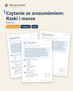 Czytanie ze zrozumieniem kl. 4–5: Rzeki i morze, 6 tekstów PDF — okładka