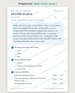 Czytanie ze zrozumieniem kl. 4–5: Rzeki i morze, 6 tekstów PDF — podgląd karty, strona 1