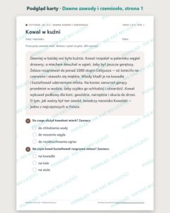Czytanie ze zrozumieniem kl. 4–5: Dawne zawody i rzemiosło — podgląd karty, strona 1