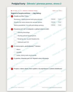 Czytanie ze zrozumieniem kl. 4–5: Zdrowie i pierwsza pomoc — podgląd karty, strona 2