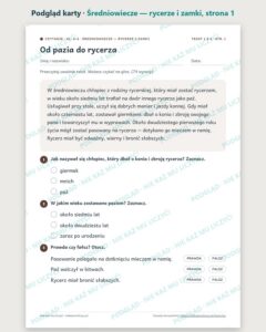 Czytanie ze zrozumieniem kl. 5–6: Średniowiecze — rycerze i zamki — podgląd karty, strona 1