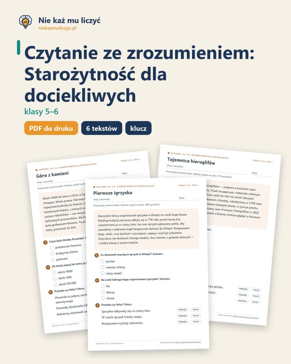 Czytanie ze zrozumieniem kl. 5–6: Starożytność dla dociekliwych — okładka