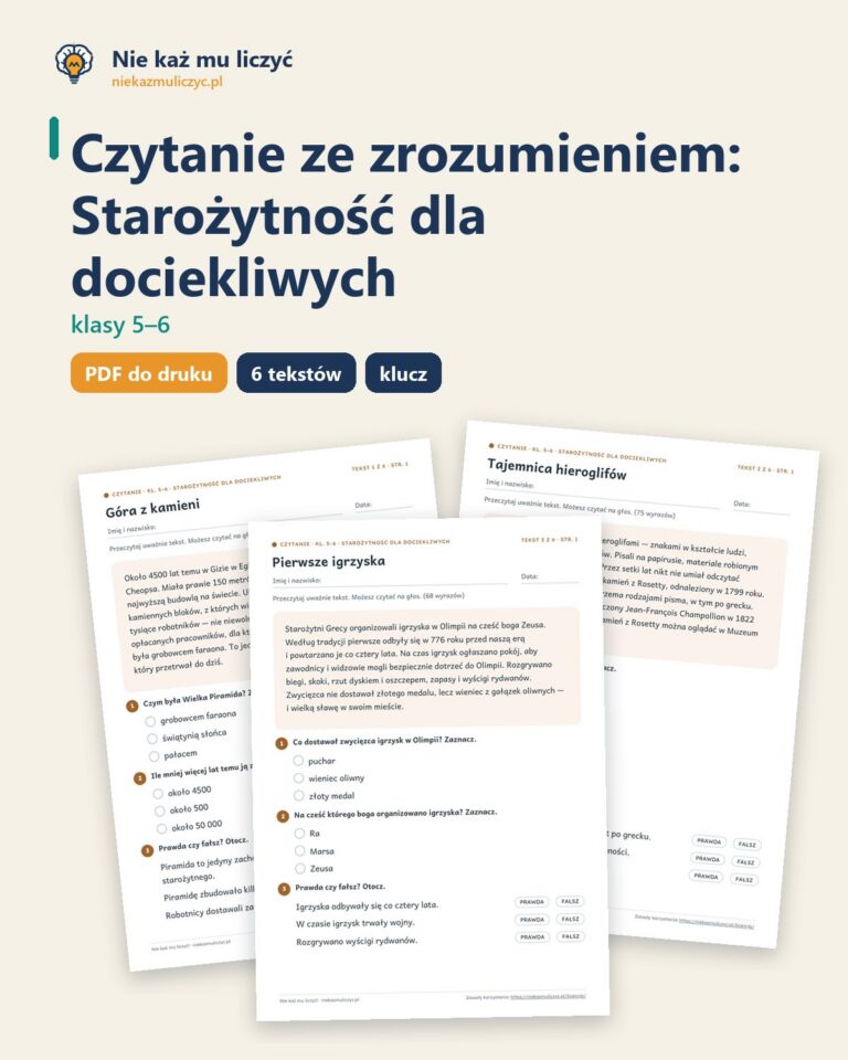 Czytanie ze zrozumieniem kl. 5–6: Starożytność dla dociekliwych — okładka