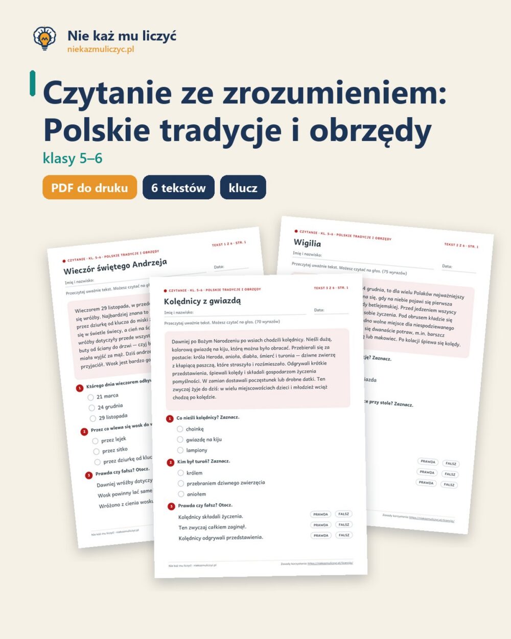 Czytanie ze zrozumieniem kl. 5–6: Polskie tradycje i obrzędy — okładka