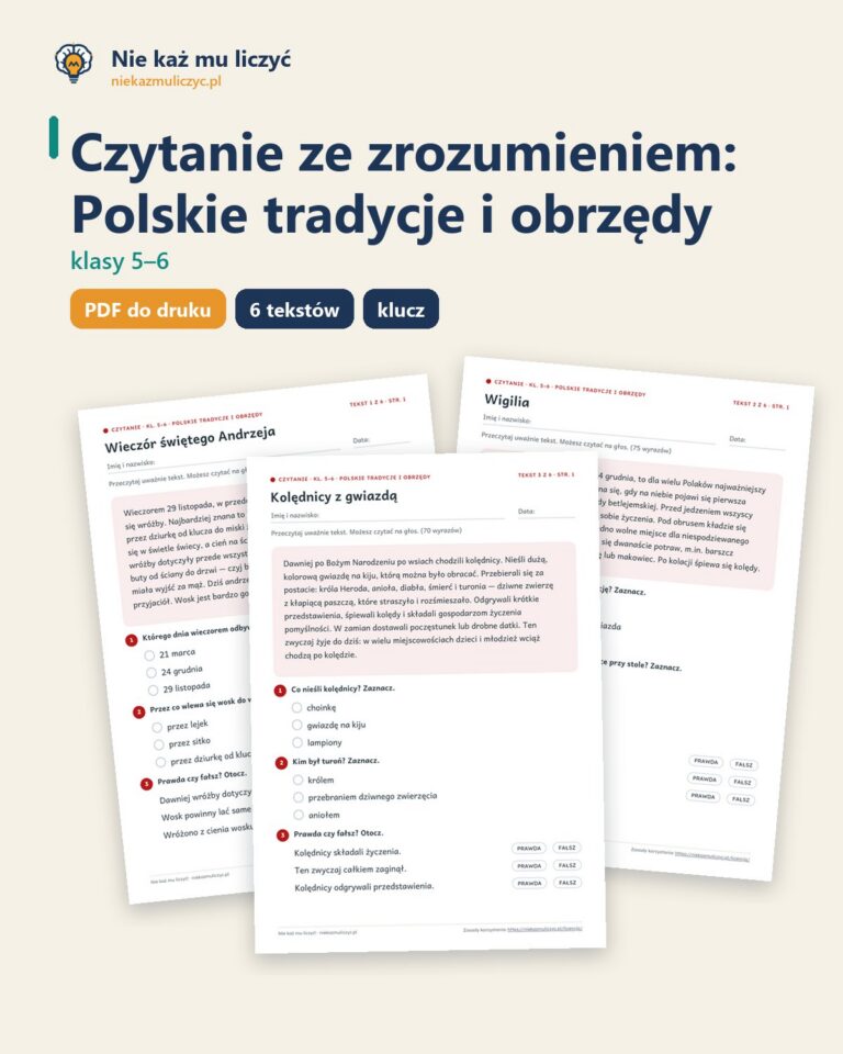 Czytanie ze zrozumieniem kl. 5–6: Polskie tradycje i obrzędy — okładka