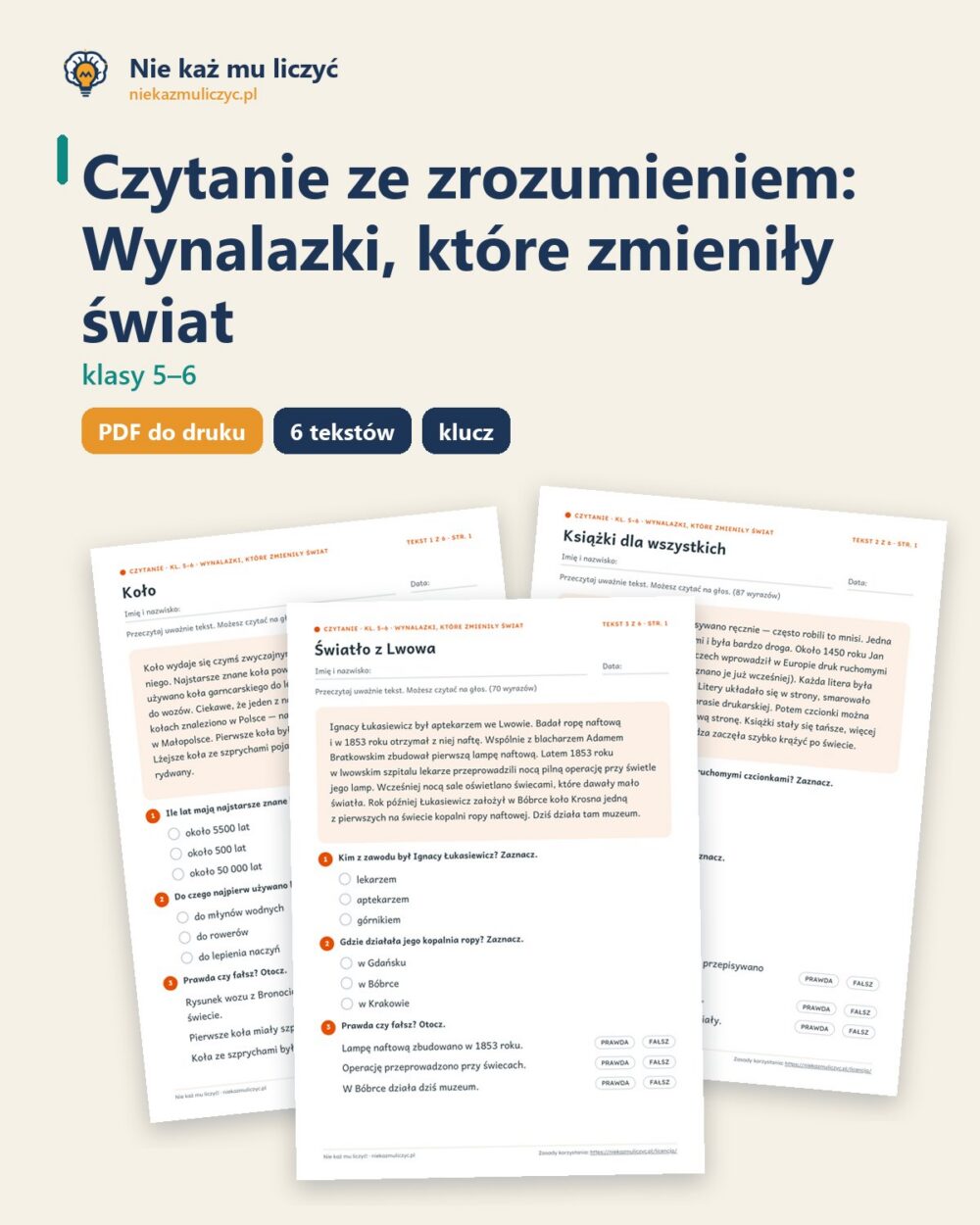 Czytanie ze zrozumieniem kl. 5–6: Wynalazki, które zmieniły świat — okładka