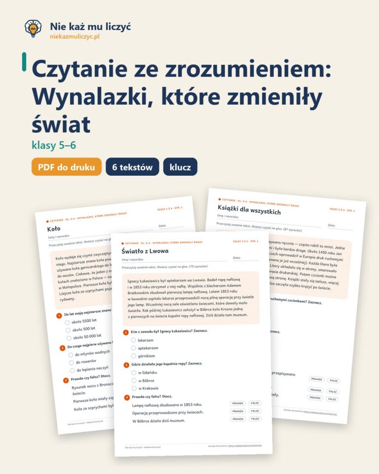 Czytanie ze zrozumieniem kl. 5–6: Wynalazki, które zmieniły świat — okładka