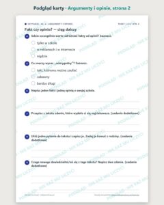 Czytanie ze zrozumieniem kl. 6: Argumenty i opinie, 6 tekstów PDF — podgląd karty, strona 2