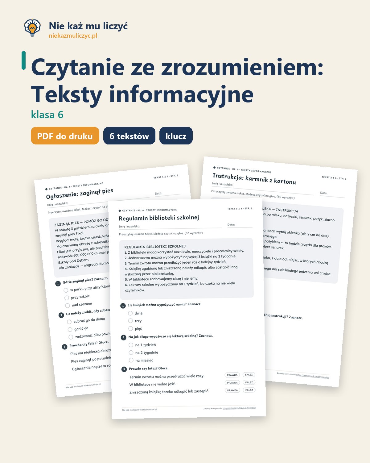 Okładka: Teksty informacyjne