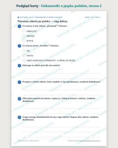 Czytanie ze zrozumieniem kl. 6: Ciekawostki o języku polskim — podgląd karty, strona 2