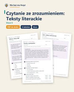 Czytanie ze zrozumieniem kl. 6: Teksty literackie, 6 tekstów PDF — okładka
