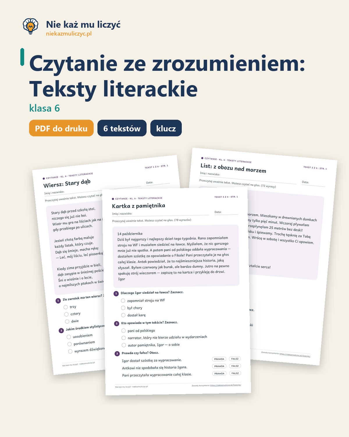 Okładka: Teksty literackie
