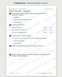 Czytanie ze zrozumieniem kl. 6: Teksty literackie, 6 tekstów PDF — podgląd karty, strona 2