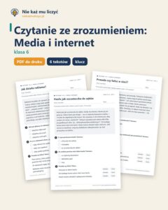 Czytanie ze zrozumieniem kl. 6: Media i internet, 6 tekstów PDF — okładka