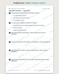 Czytanie ze zrozumieniem kl. 6: Media i internet, 6 tekstów PDF — podgląd karty, strona 2