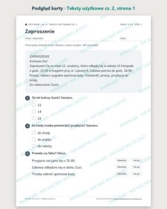 Czytanie ze zrozumieniem kl. 6: Teksty użytkowe cz. 2, 6 tekstów PDF — podgląd karty, strona 1