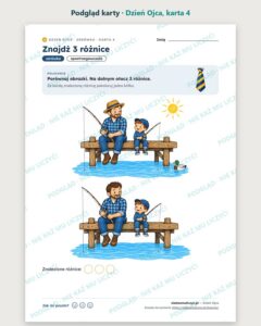 Dzień Ojca — 13 kart pracy PDF z kluczem (zerówka i klasy 1–3) — podgląd karty, strona 2