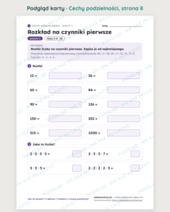 Cechy podzielności — ściąga i 10 kart pracy PDF z kluczem — podgląd karty, strona 8