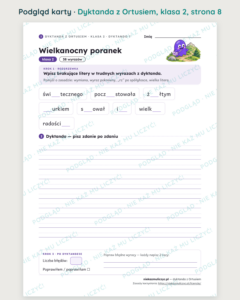 Dyktanda z Ortusiem, klasa 2 — 20 dyktand PDF z kluczem — podgląd karty, strona 8