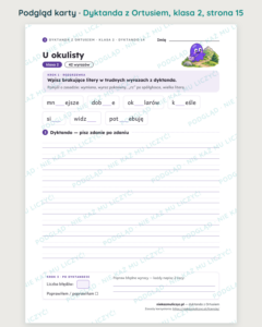 Dyktanda z Ortusiem, klasa 2 — 20 dyktand PDF z kluczem — podgląd karty, strona 15