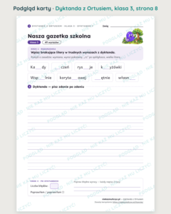 Dyktanda z Ortusiem, klasa 3 — 20 dyktand PDF z kluczem — podgląd karty, strona 8