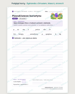 Dyktanda z Ortusiem, klasa 6 — 20 dyktand PDF z kluczem — podgląd karty, strona 8