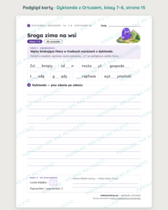 Dyktanda z Ortusiem, klasy 7–8 — 20 trudnych dyktand PDF z kluczem — podgląd karty, strona 15