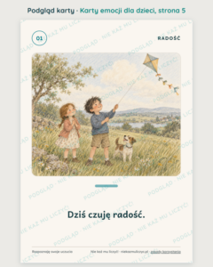 Karty emocji dla dzieci do druku – 50 kart o uczuciach i relacjach PDF — podgląd karty, strona 5