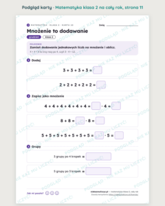 Matematyka klasa 2 — 30 kart pracy na cały rok PDF z kluczem — podgląd karty, strona 11