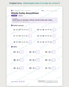 Matematyka klasa 3 — 30 kart pracy na cały rok PDF z kluczem — podgląd karty, strona 11
