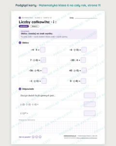 Matematyka klasa 6 — 30 kart pracy na cały rok PDF z kluczem — podgląd karty, strona 11