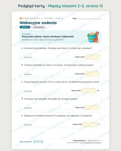 Między klasami 2→3 — wakacyjne powtórki: 16 kart PDF z kluczem — podgląd karty, strona 12