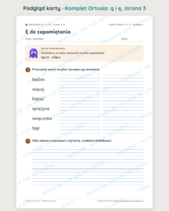 Ortografia z Ortusiem — komplet dla klas 2–5: 11 zestawów — podgląd karty, strona 3