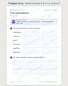 Ortografia z Ortusiem — pakiet dla klas 2–3: 5 tematów — podgląd karty, strona 3