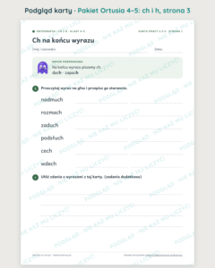 Ortografia z Ortusiem — pakiet dla klas 4–5: 6 tematów — podgląd karty, strona 3