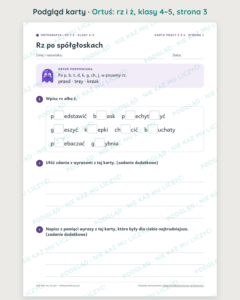 Ortografia z Ortusiem: rz i ż — karty pracy i kartkówki, klasy 4–5 — podgląd karty, strona 3