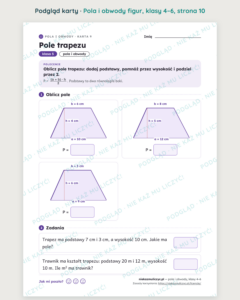 Pola i obwody figur, klasy 4–6 — 12 kart pracy PDF z kluczem — podgląd karty, strona 10