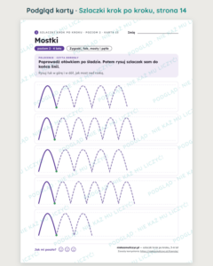 Szlaczki krok po kroku, 3–6 lat — 40 kart PDF — podgląd karty, strona 14