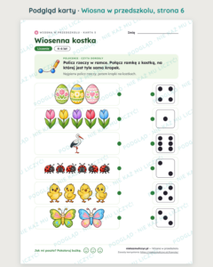 Wiosna w przedszkolu — 16 kart pracy PDF dla dzieci 4–6 lat — podgląd karty, strona 6