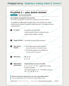 Zadania z treścią klasa 3 – 8 kart pracy PDF z planem rozwiązania — podgląd karty, strona 1
