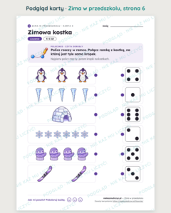 Zima w przedszkolu — 16 kart pracy PDF dla dzieci 4–6 lat — podgląd karty, strona 6