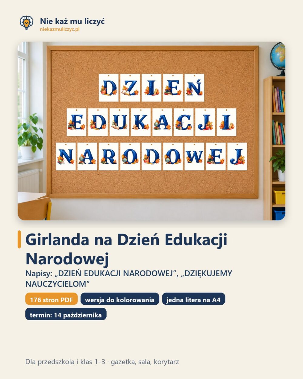 Girlanda na Dzień Edukacji Narodowej — DZIĘKUJEMY NAUCZYCIELOM — okładka