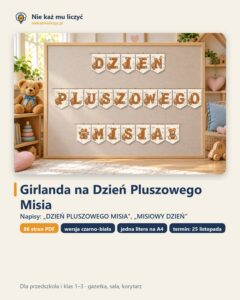 Girlanda na Dzień Pluszowego Misia do druku — litery i misie A4 — okładka