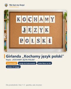 Girlanda KOCHAMY JĘZYK POLSKI na Dzień Języka Ojczystego, A4 — okładka