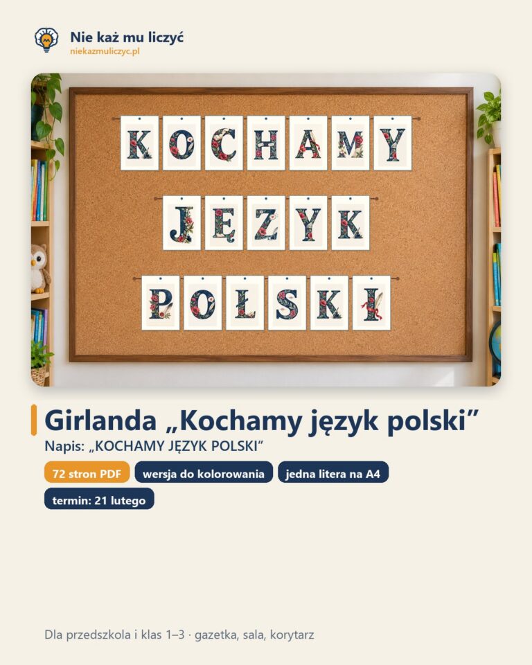 Girlanda KOCHAMY JĘZYK POLSKI na Dzień Języka Ojczystego, A4 — okładka
